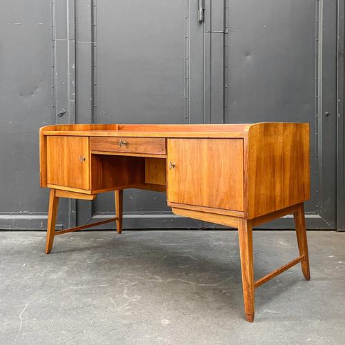 Mid-Century Walnut Veneer Desk For Sale - Image 4 of 18