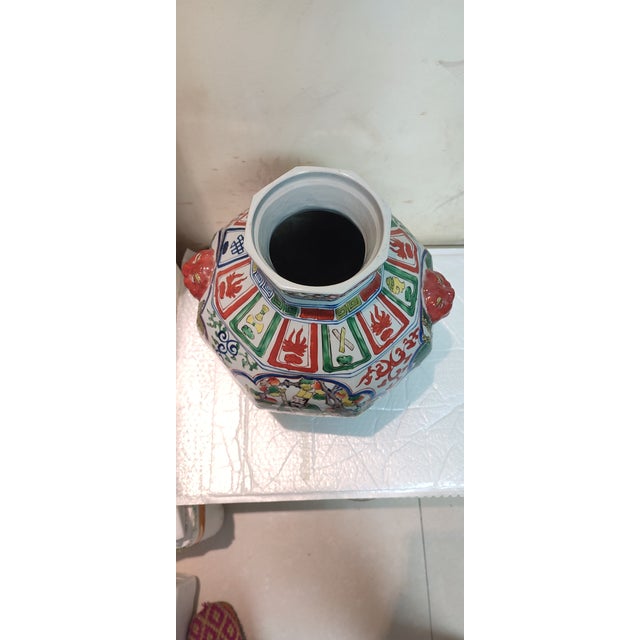 Chinese Ceramic Pot Yuan Dynasty Zhizheng Marked Blue and White Doucai Porcelain Jar Hand Painted Figures Story Pattern For Sale In Seattle - Image 6 of 9