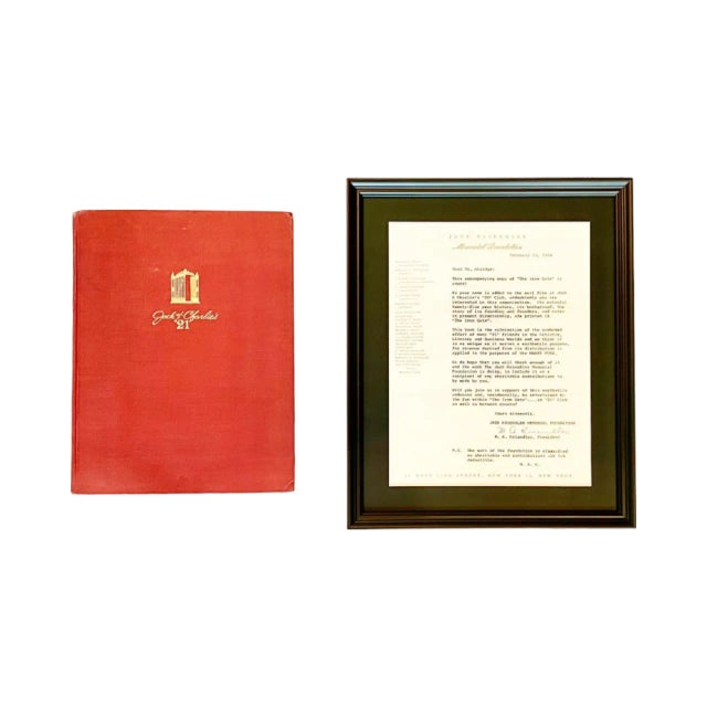 Paper The 21 Club Nyc Restaurant Jack & Charlie's Iron Gate Book & Framed Letter For Sale - Image 7 of 12