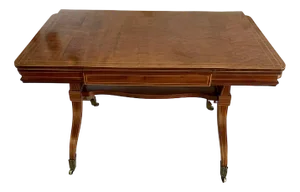 Regency Mahogany and Satinwood Inlaid Freestanding Dining Table, 1830s