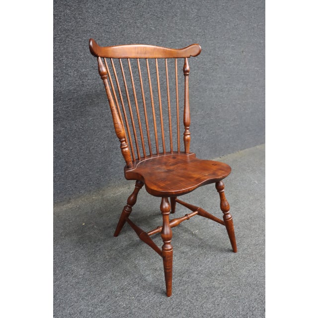 Traditional Bench Made Tiger Maple Windsor Chair For Sale - Image 3 of 10