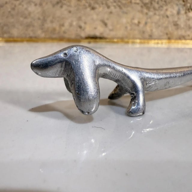 Set of Five Italian Vintage Silver-Plated Dachshund Dog Knife Rest Mid-Century For Sale In San Diego - Image 6 of 9