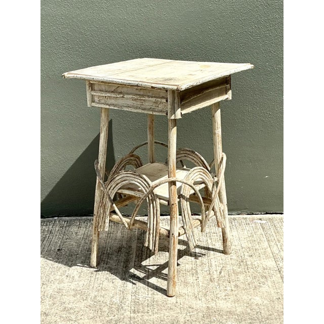 Wood Vintage Primitive Wood Side Table For Sale - Image 7 of 12