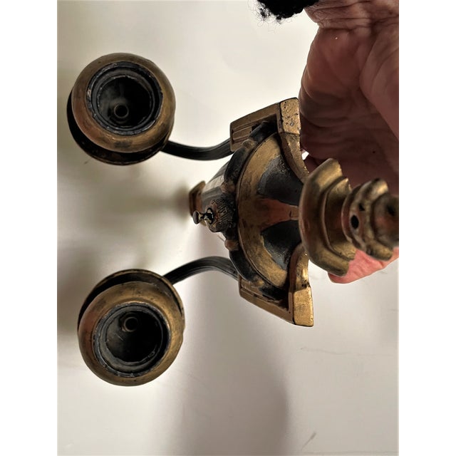 Mid 20th Century Neoclassical Style Greek Key & Urn Cast Metal Wall Candle Sconces Signed Empire For Sale - Image 10 of 15