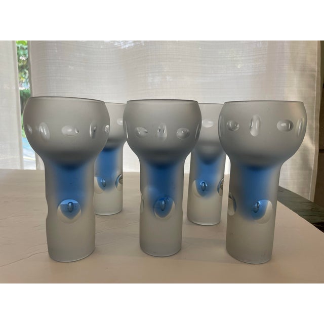 Glass Set of 6 Blue Murano Glasses by Arnolfo Di Cambio C 1970s For Sale - Image 7 of 12