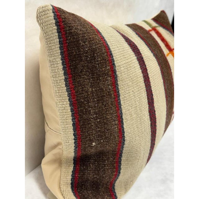 Turkish Hemp Pillow Cushion Natural Beige Brown Red Green Pillow Cushion Cover 16" x 24" For Sale - Image 4 of 4