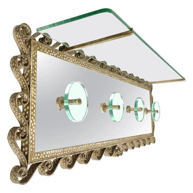 Iron Mirror Glass Coat Rack Stand by Pier Luigi Colli for Cristal Art, Italy, 1950s For Sale - Image 13 of 13
