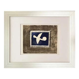 1963 Braque Lithograph Astre Oiseau P108 Mourlot Framed For Sale