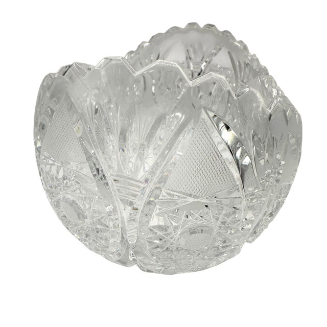 Vintage American Brilliant Style Cut Crystal Serving Bowl For Sale - Image 10 of 12