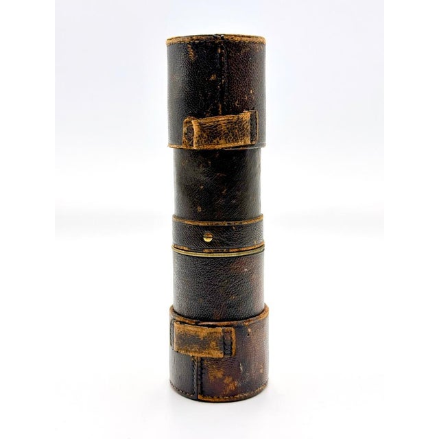 19th Century French Nautical Leather Bound Brass Telescope For Sale - Image 12 of 14