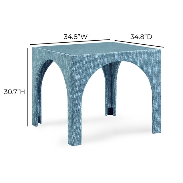 Wood Tomlin Teal Game Table with Glass Top For Sale - Image 7 of 8