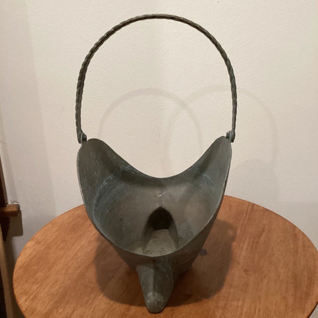 Vintage Brass Sea Shell Basket Pot Planter For Sale - Image 4 of 13