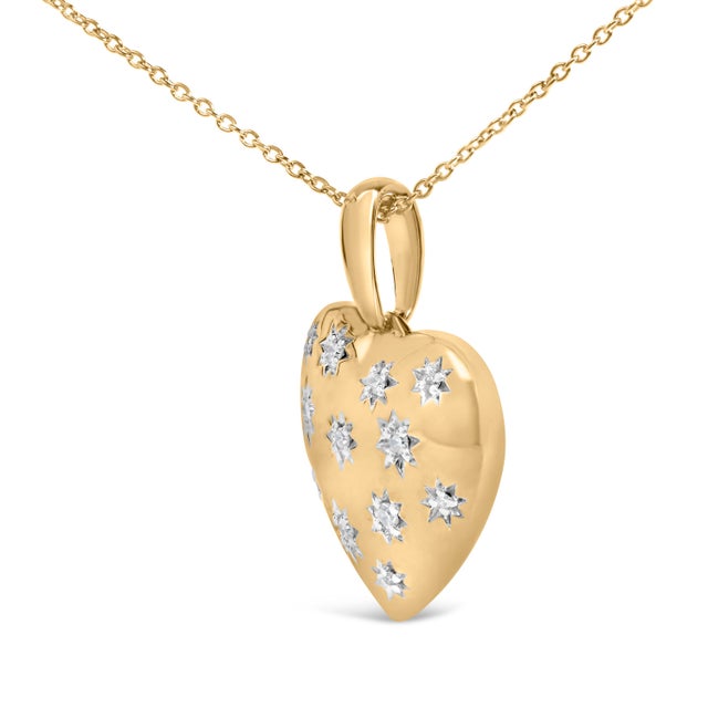 Haus of Brilliance Gold Vermeil 1/10 Cttw Diamond Bold Heart Pendant Necklace For Sale - Image 4 of 4