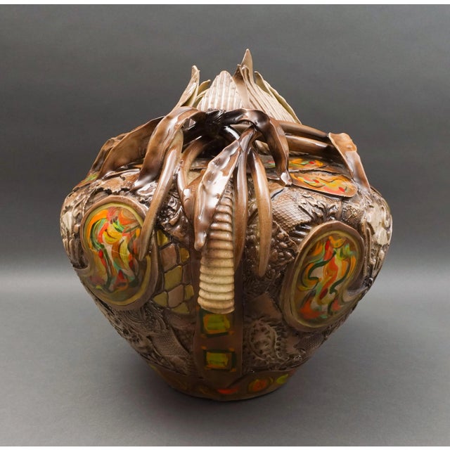 Contemporary Gail Markiewicz 2007 Signed Monumental Sculptural Ceramic Pottery Vessel Vase For Sale - Image 3 of 9