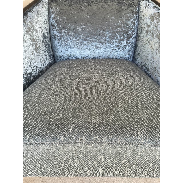 Blue Caracole Modern Crushed Midnight Blue Velvet the Crane Lounge Chair For Sale - Image 8 of 8