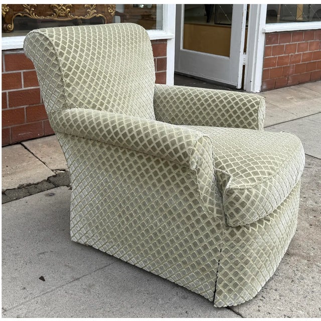 Modern Modern Nancy Corzine Fully Upholstered Cut Velvet Club Chair For Sale - Image 3 of 5