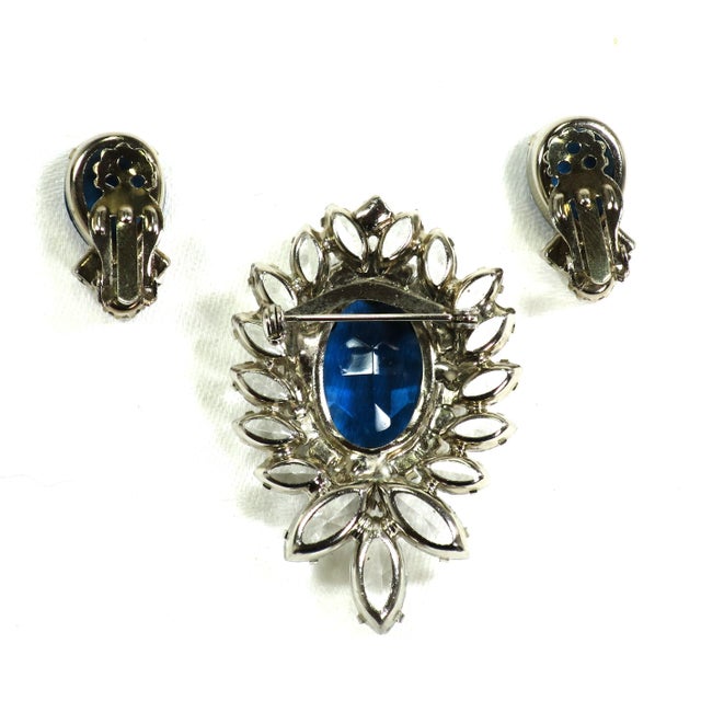 Vintage Designer Juliana Sapphire Crystal Brooch Set 1960s For Sale - Image 10 of 12