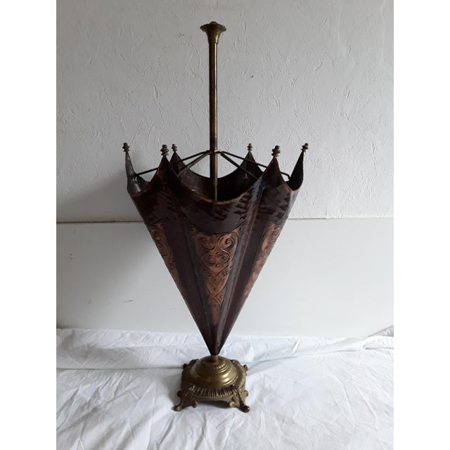 Metal Vintage German Bronze, Brass and Copper Umbrella Stand, 1960s For Sale - Image 7 of 8