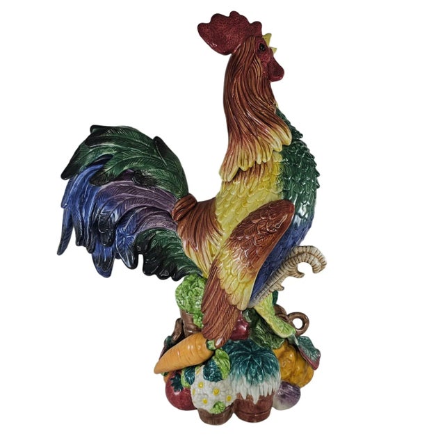 Vintage Fitz and Floyd Classics Coq Du Village Large Rooster Figurine Centerpiece For Sale - Image 9 of 10