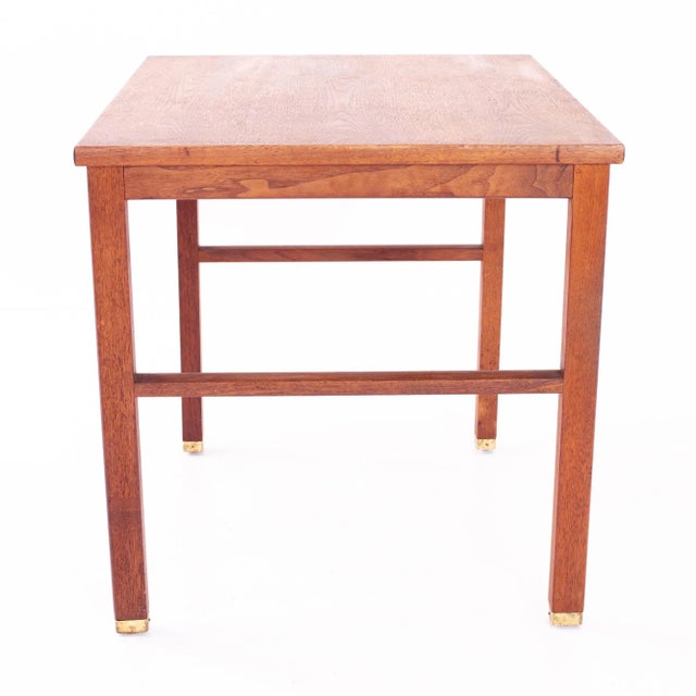 Dunbar Furniture Edward Wormley for Dunbar Mid Century Mahogany and Brass Side Table For Sale - Image 4 of 12