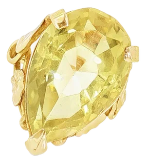 Late 20th-Century 14k Yellow Gold Lemon Citrine Floral Design Ring, Size 6.5