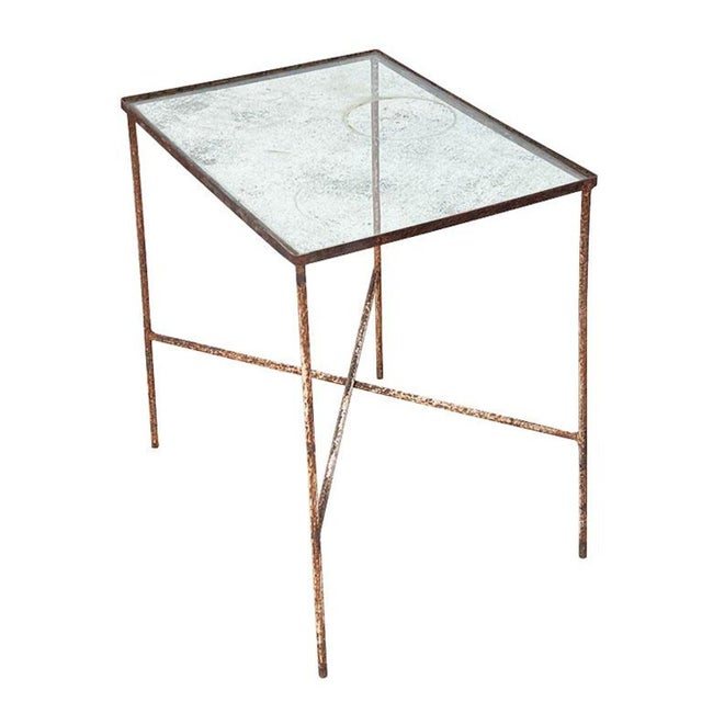 Rustic Early 20th Century Rustic Antique Early American Iron and Glass Accent or Side Table - 1900s Tulsa For Sale - Image 3 of 9