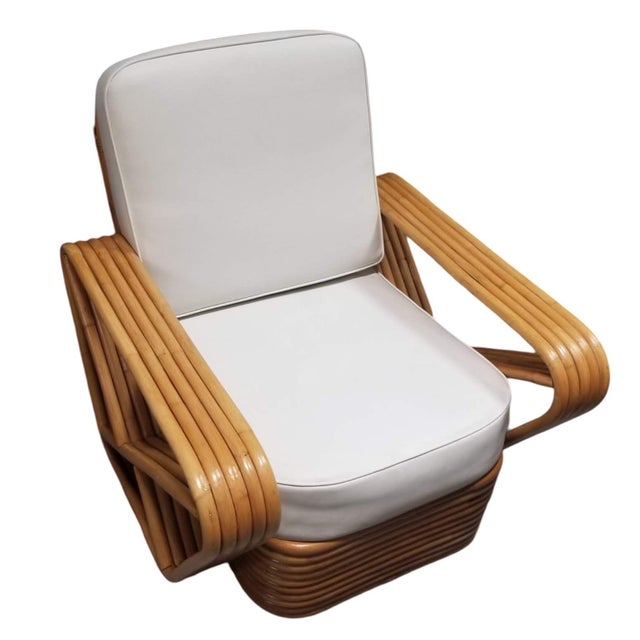 1940s Restored Rattan Five Strand Square Pretzel Sofa & Lounge Chair, 2 Pieces For Sale - Image 4 of 11