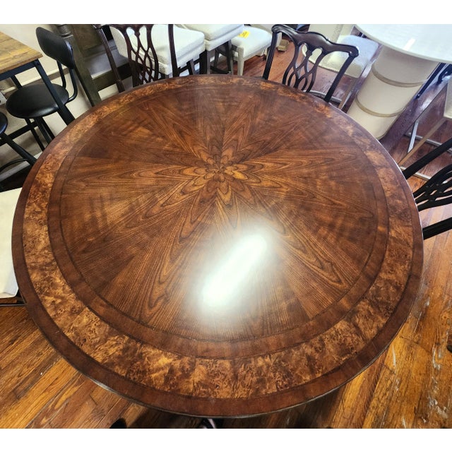 American Drew Meyers Round Dining Table 426-701r Addison Cherry Walnut 60" Attributed For Sale - Image 12 of 14