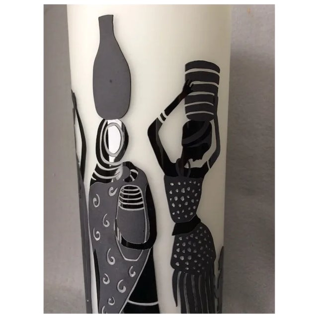 African, Tribal Cut Cameo Glass Vase, Ethnographic Women & Children For Sale - Image 6 of 9