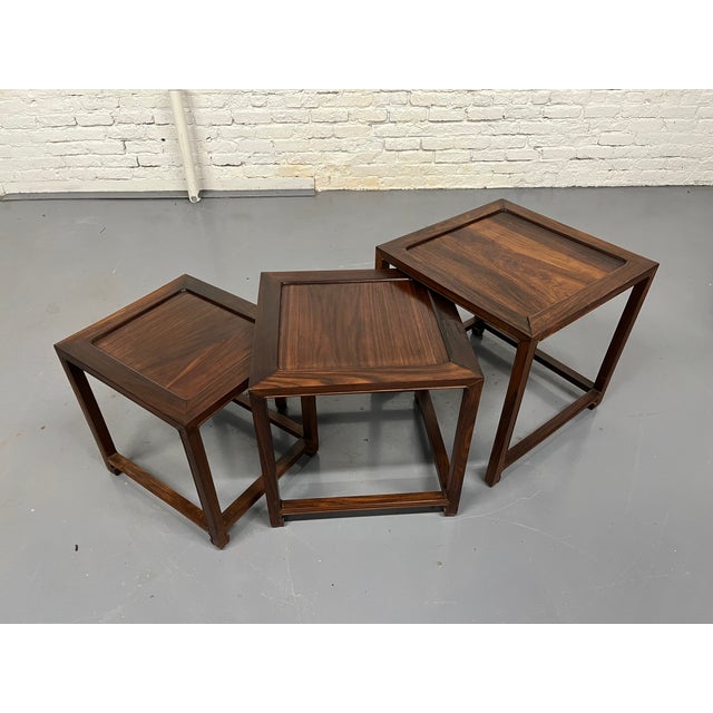 Vintage Solid Rosewood Nesting Tables For Sale - Image 11 of 12