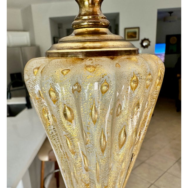 1950s Mid Century Modern Barovier & Toso Murano Coronado d'Oro Glass Table Lamp For Sale - Image 10 of 17