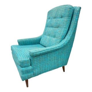 1970s Vintage Mid-Century High Back Armchair For Sale
