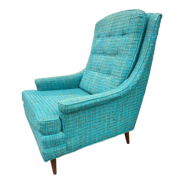 1970s Vintage Mid-Century High Back Armchair For Sale