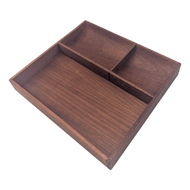 1960s Danish Teak Wood Vide Poche Desk or Vanity Partitioned Tray For Sale