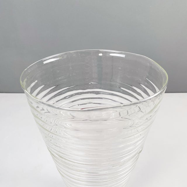 Modern Italian Glass Vase with Round Shape and Spiral by Roberto Faccioli, 1990s For Sale - Image 3 of 9