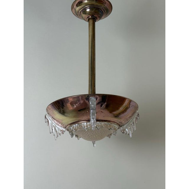 Art Deco French Ice Glasss and Icicles Chandelier by Ezan, 1930s For Sale - Image 6 of 15