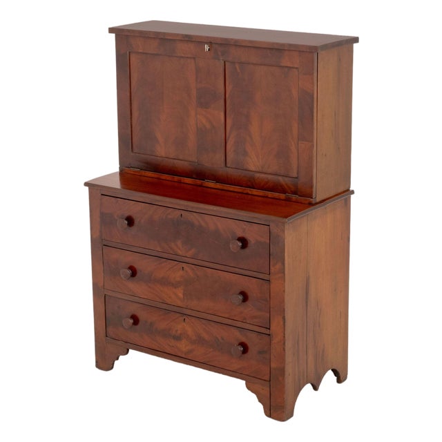 American Empire Style Flame Mahogany Secretary For Sale