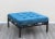 Wood Mid Century Ottoman With Blue Velvet Top For Sale - Image 7 of 7