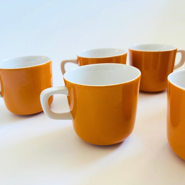 Mid 20th Century Mid Century Mikasa Pastelle Orange and White Mugs - Set of 7 For Sale - Image 5 of 10