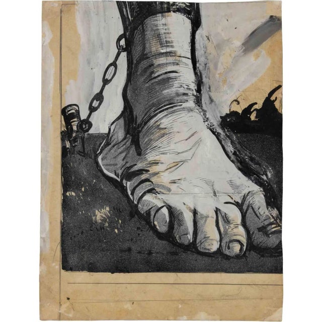 In chains is a modern artwork realized by Gabriele Galantara (1865-1937) in the early 20th century. Watercolor, ink and...