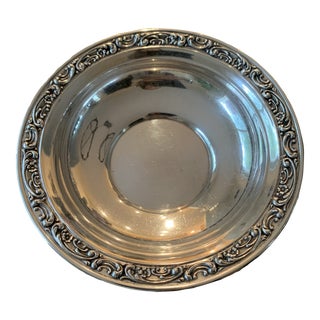 1900s Vintage Gorham Sterling Silver Rose Scroll Candy Dish For Sale