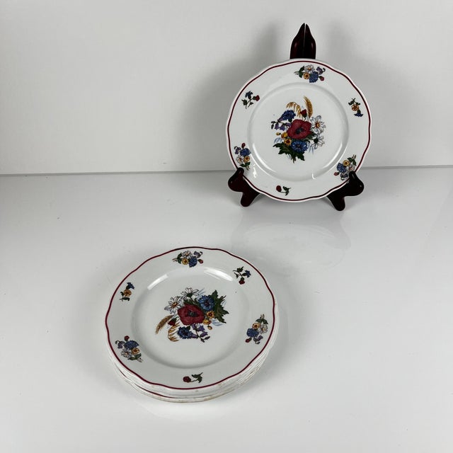 Set of 4 "Agreste" dessert plates, Sarreguemines, late 20th century, Pyroblan porcelain Pyroblan porcelain plate (for...