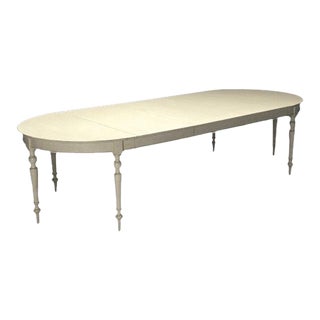 Gustavian, Swedish Dining Table, Gray Paint Distressed, Sweden, 1970s For Sale
