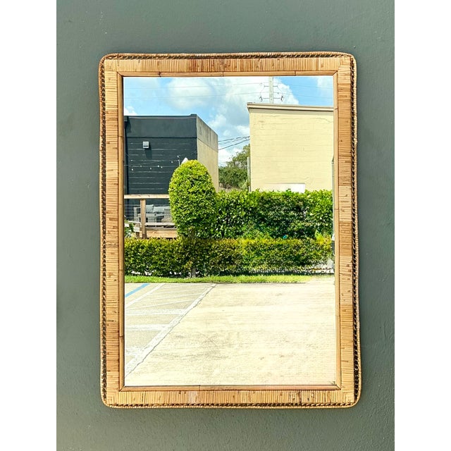 Vintage Woven Rattan Frame Mirror For Sale In West Palm - Image 6 of 17
