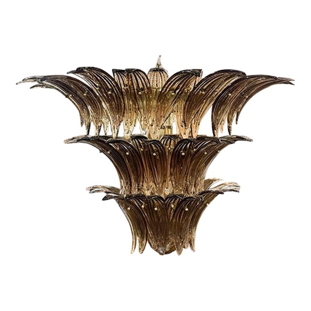 Modern Palmette Chandelier in Fume Tobacco Color For Sale