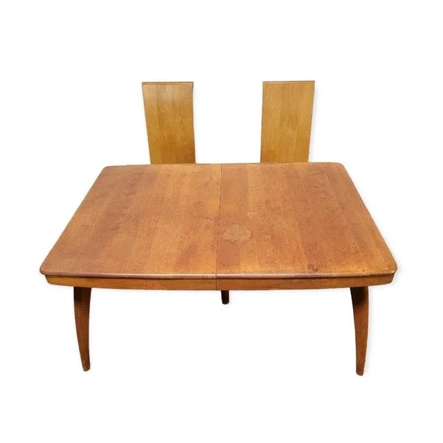 1970s Mid-Century Modern Heywood Wakefield Wheat Extendable Dining Table For Sale - Image 10 of 10