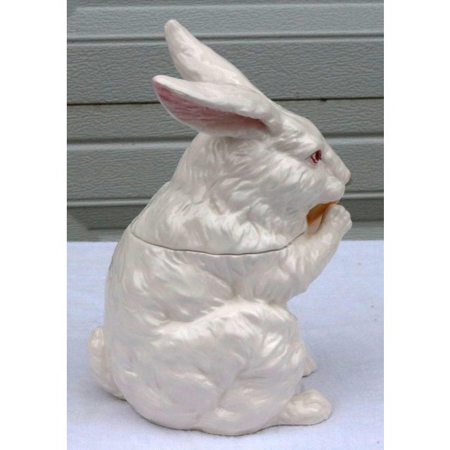 1980s 1980s The Haldon Group White Bunny Rabbit Condiment Server With Carrot Spoon For Sale - Image 5 of 16