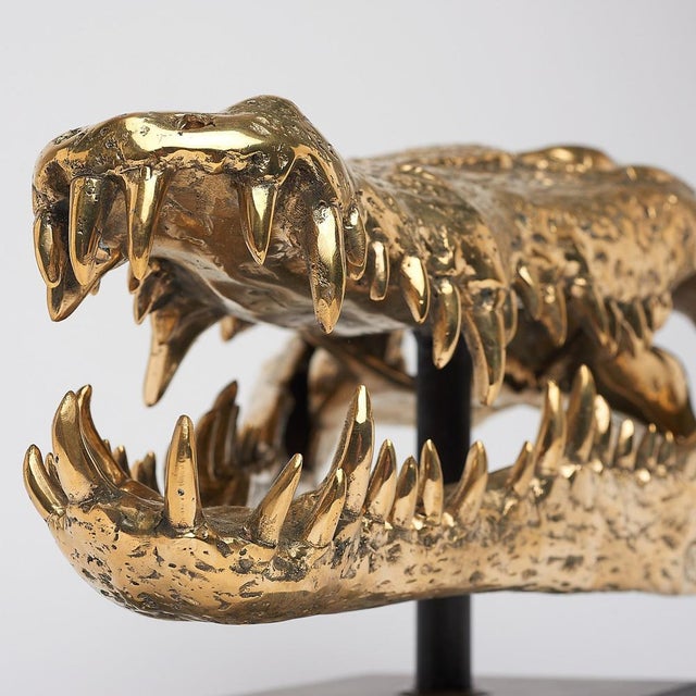 Early 21st Century Sculpture of a Crocodile Head, 21st Century, Gilded Bronze For Sale - Image 5 of 10