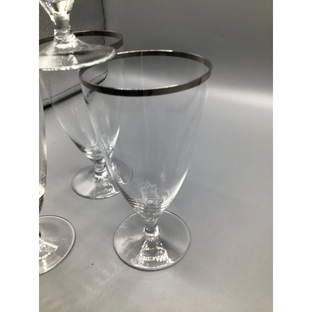 Platinum Rim Stemmed Water Glasses West Germany 1940s - Set of 4 For Sale - Image 9 of 12