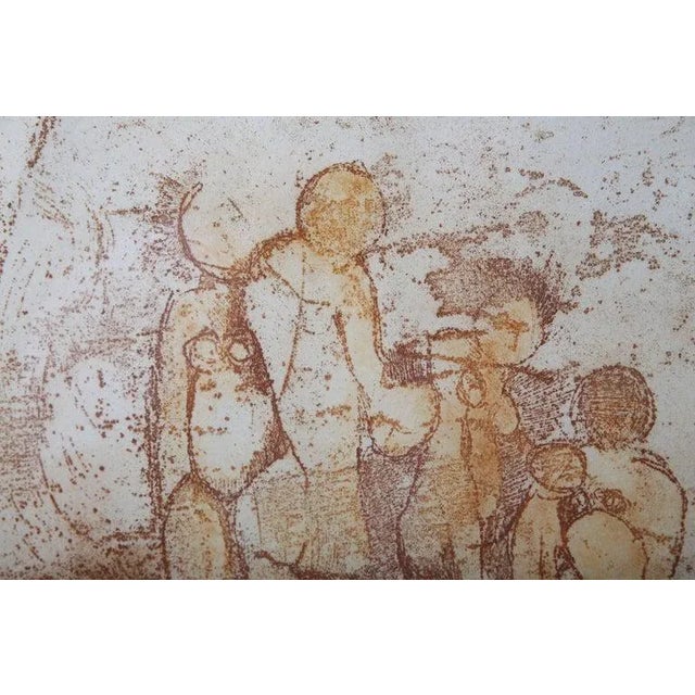 Tan Lithograph Titled "The Gathering" by B. Zeller For Sale - Image 8 of 13